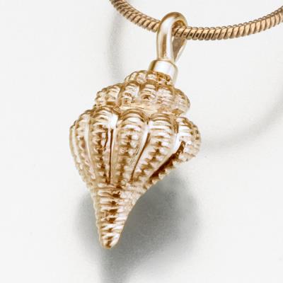 14K gold conch shell cremation pendant necklace